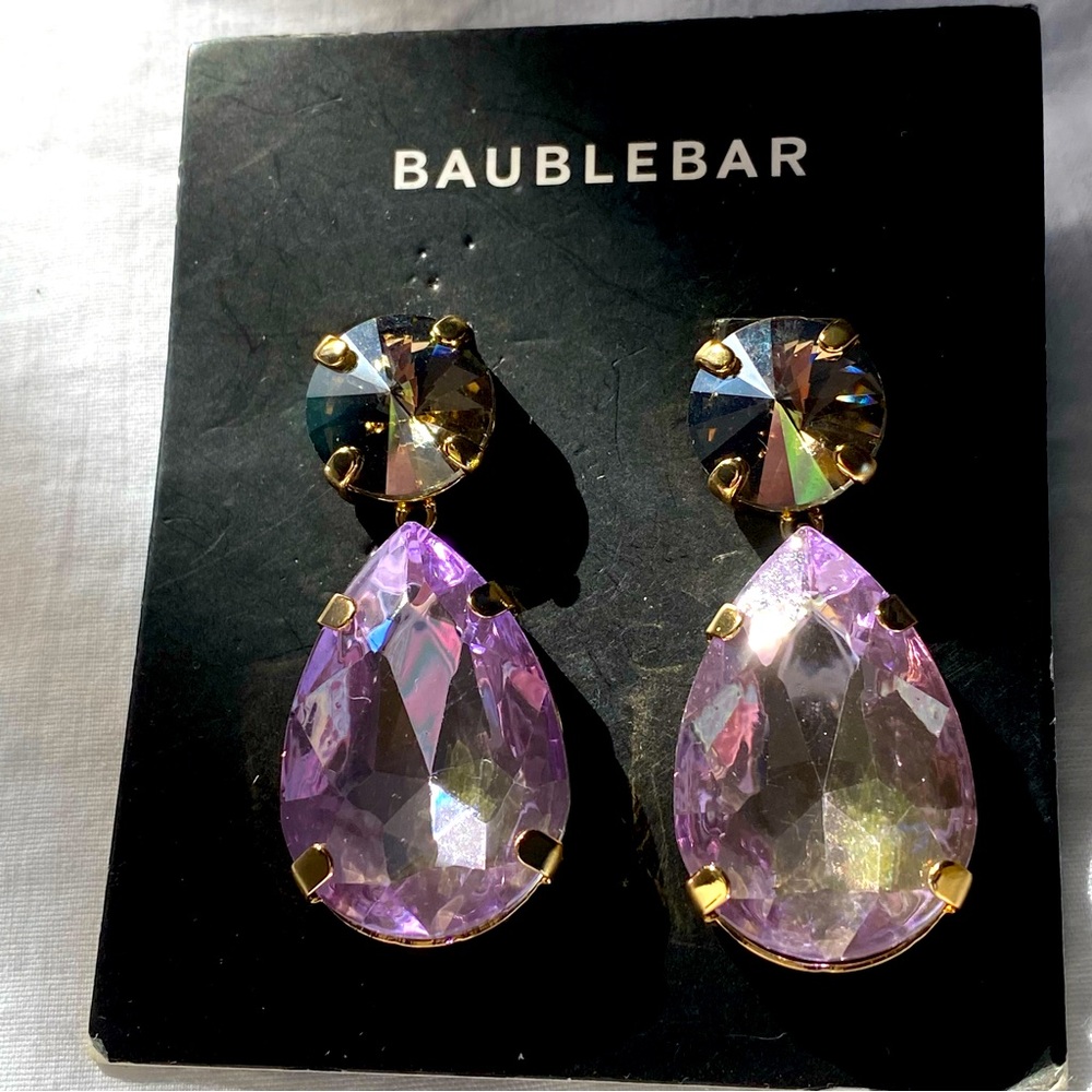 BaubleBar dangles purple and brown stone earrings